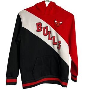 NBA Chicago Bulls Hoodie Kids Youth Large 14-16 Red/Gray/Black Colorblock L/S